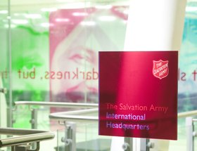 The Salvation Army International Headquarters: Exterior Graphics / Café Graphics / Meeting Room Graphics / Meeting Room Signage / Rotunda Grap